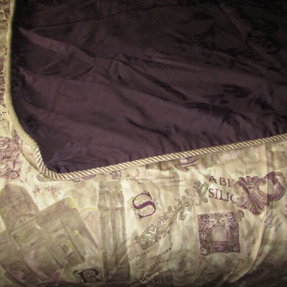Eggplant Jacquard Roman Theme Reversible Duvet Cover - King - Picture 14 of 16